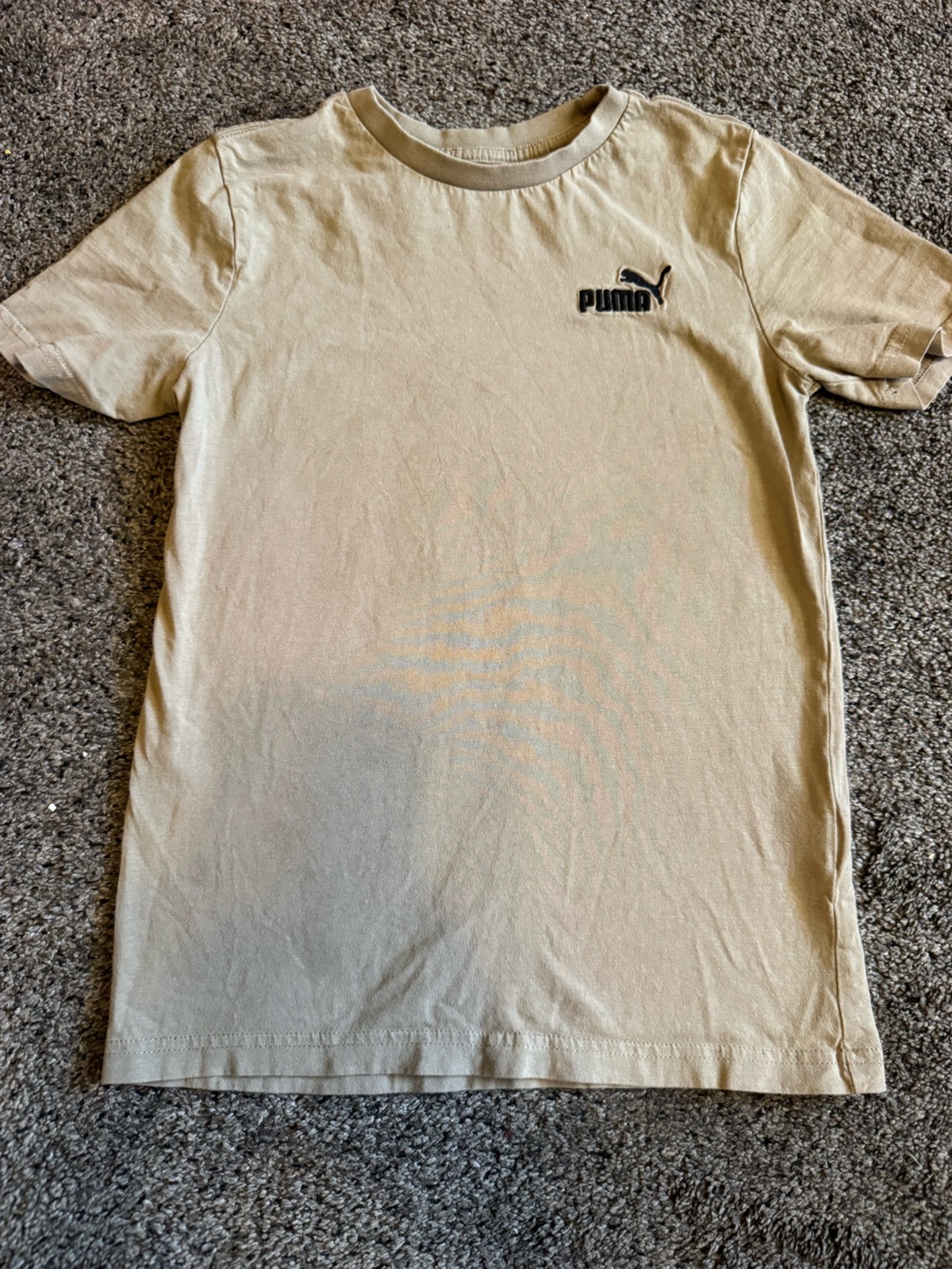 Puma Kids Short Sleeve Tee in Light Beige with Black Logo
